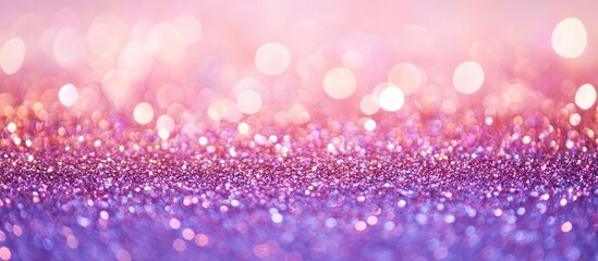 Bokeh effect background featuring sparkling purple and pink lights with ample empty space for text or design elements.