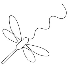 Dragonfly icon  continuous one line drawing  outline vector illustration 