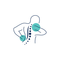 back pain treatment logo vector icon illustration in linear line art design style