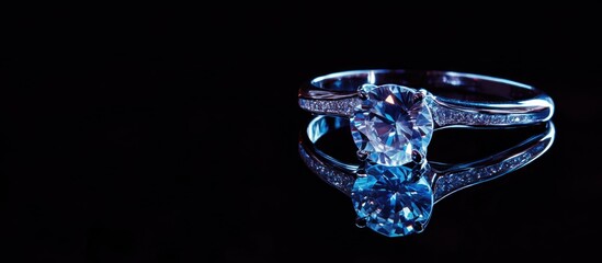 Elegant glass ring featuring a brilliant diamond and captivating reflections with space for personalized text or messages.