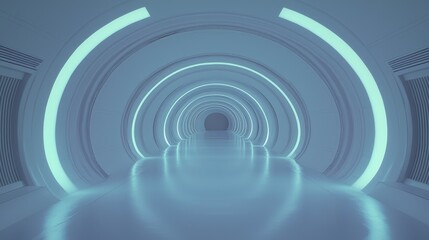 Obraz premium Futuristic glowing tunnel, abstract architecture, background, design