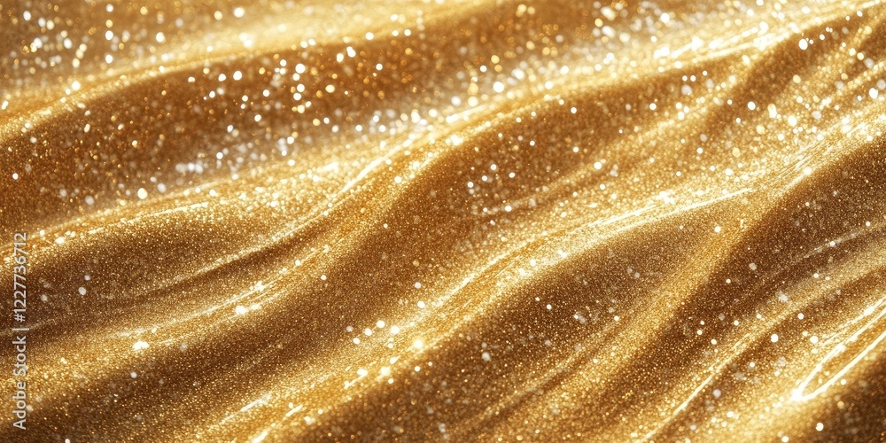 Aufkleber golden shimmering wave texture with sparkling effects and ample copy space for text or design elemen