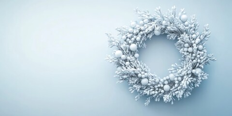 Frosted Wreath for Christmas Decor with Blank Space for Custom Text or Message