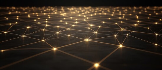 Futuristic Light Connections Network on Dark Background with Space for Text Representation