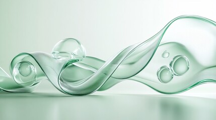 abstract background with green glassy shapes.