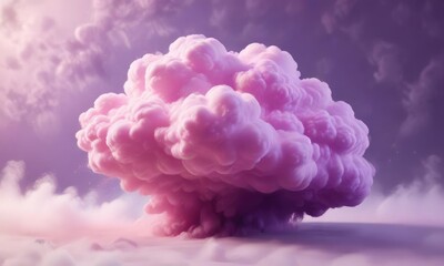 Soft pink and purple colored powder coating an amorphous cloud-like shape, pastel, airy, subtle