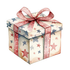 Brightly Wrapped Gift Box Decorated With Stars and a Bow for Celebrations and Special Occasions