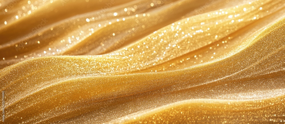Wall mural glistening gold wave background with sparkle effect and blank space for your text or graphics