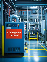 Contingency planning system showcased in industrial environment with pipes and machinery