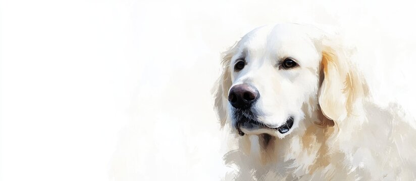 English Cream Golden Retriever portrait on a clean white background ideal for adding custom text or images to empty copy space