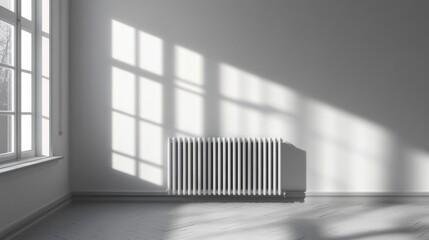 Obraz premium a room with a radiator and a window
