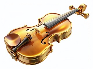 Fototapeta premium Classic Golden Violin Isolated on White Background - High-Resolution 3D Render Stock Photo