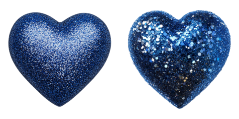 Two Blue Glitter Hearts - Ideal for Love Themes and Valentine's Day Designs