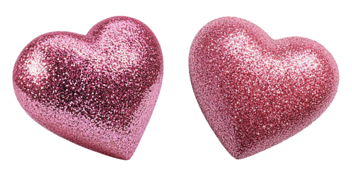 Twin Pink Glitter Hearts - Ideal for Love Themed Events and Valentine's Day Decorations