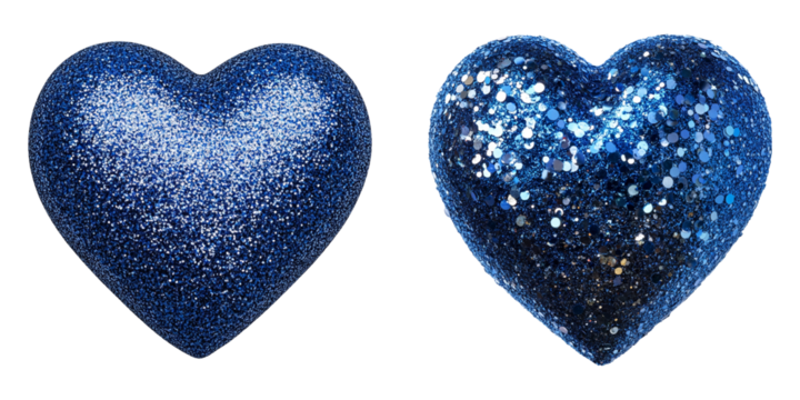 Two Blue Glitter Hearts - Ideal for Love Themes and Valentine's Day Designs