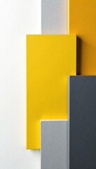 Fototapeta premium Gray and yellow abstract squares on a white surface , Surface, Abstract, Colors