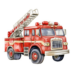 Vintage Fire Truck With Ladder in Bright Red Color, Showcasing Rescue Capabilities and Emergency Response Features