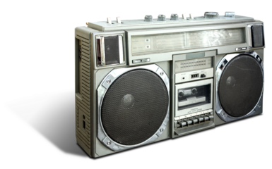 Vintage Radio Cassette Recorder Boombox isolated. PNG	
