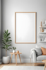 Pinterest | Minimalist Poster Frame Mockup in Cozy Living Room |
Elegant Interior Poster Frame Mockup with Sofa & Decor