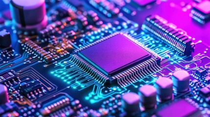 a close up of a computer motherboard with many electronic components