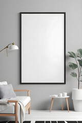 Pinterest | Minimalist Poster Frame Mockup in Cozy Living Room |
Elegant Interior Poster Frame Mockup with Sofa & Decor
