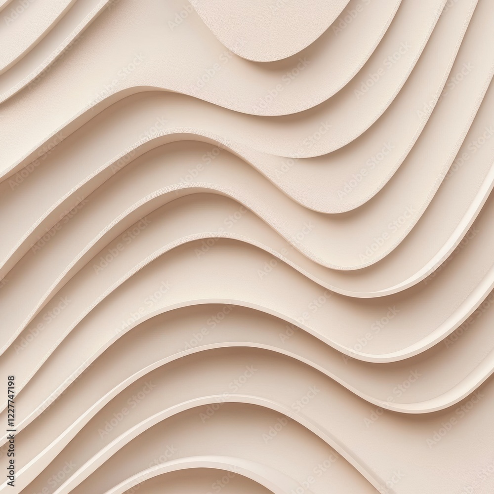 Aufkleber layers of curved design create a modern aesthetic in a light toned interior space. generative ai