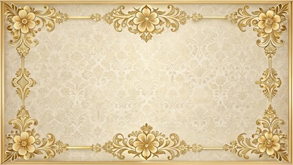 Elegant paper with ornate floral border, gold foil details