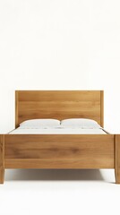 11. A wooden bed frame with sleek, modern lines, displayed against a white background