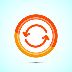 Sync processing icon design, Synchronization or reset icon, Reload sign, Orange color button design