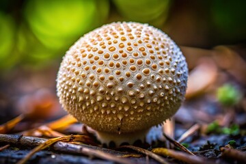Close-Up Long Exposure of Pigskin Puffball Fungus, Poisonous Mushroom, Vertical