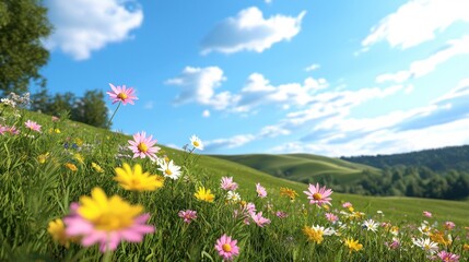 Vibrant Wildflower Meadow on Sunny Day