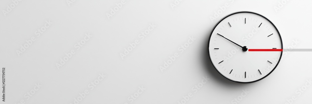 Fototapete minimalist wall clock showing time with a modern design in a bright, uncluttered space. generative a