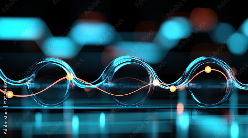 Poster dynamic wave patterns in optical technology studio digital art high-tech environment close-up perspe