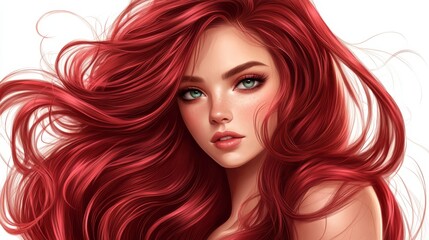 Portrait of a beautiful girl with long, luxurious hair. The concept of hair care