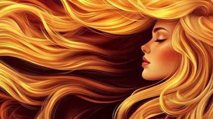 Portrait of a beautiful girl with long, luxurious hair. The concept of hair care
