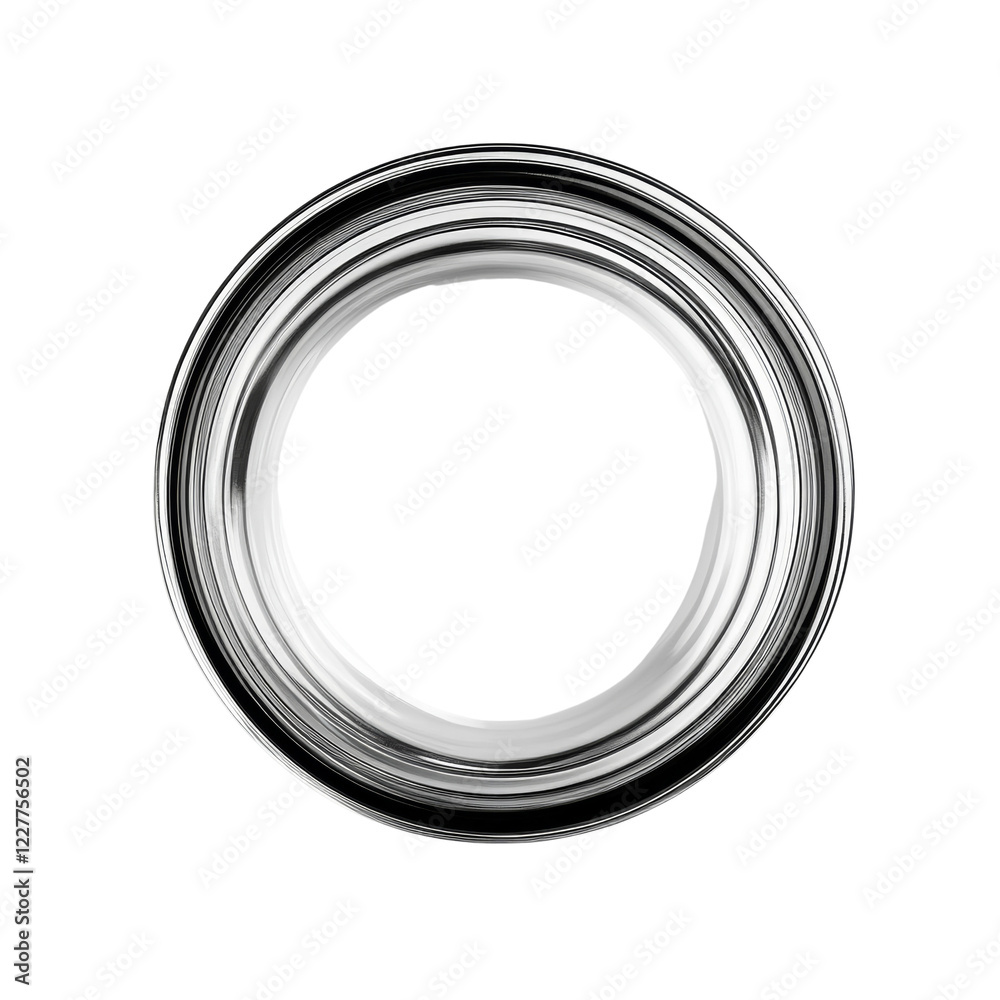 Leinwandbilder A stylized image showcasing a circular pattern composed of concentric grayscale rings creating a dynamic visual effect.