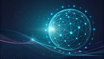 Fototapeta premium Futuristic technology banner featuring glowing ai hologram network design