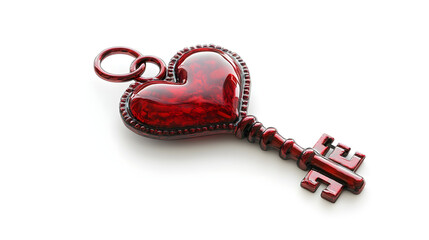 Valentine's Day card with a heart-shaped key and lock symbolizing eternal love isolated on white background in HD