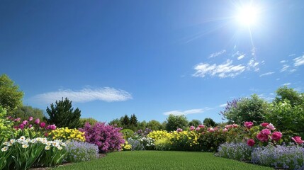 Obraz premium Vibrant Flower Garden in Sunny Day