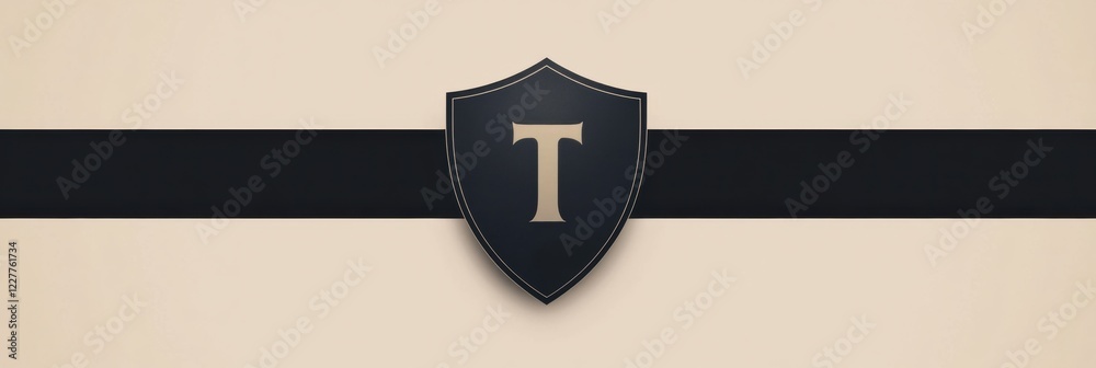 Aufkleber elegant shield design featuring a prominent letter t against a simple background with a contrasting 