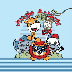 Cute and adorable animals playing together in a joyful and fun-filled illustration.
