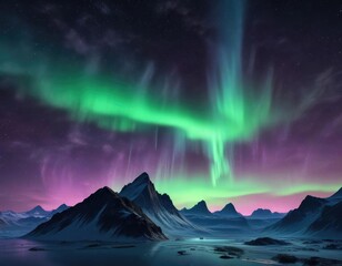 Softly glowing aurora borealis in the night sky, glow, soft focus