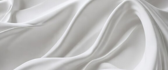 Obraz premium Soft flowing white fabric background with abstract swoosh curves, exquisite, gentle, clean