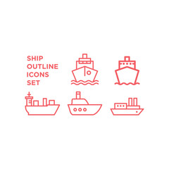 Ship icons set flat vector illustration symbol