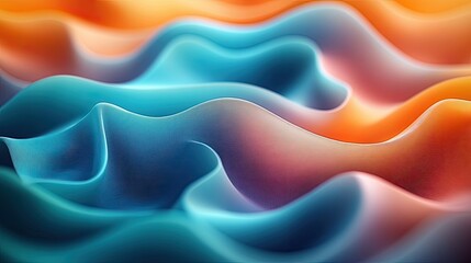 Obraz premium Abstract wavy patterns in vibrant blue, orange, and teal colors creating a fluid, dynamic background
