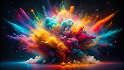 Colorful Abstract Explosion Background with Space for Text - Double Exposure Stock Photo