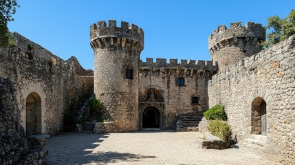 Obraz premium Ancient Castle Courtyard: A Glimpse into History
