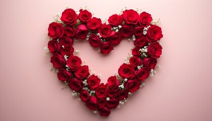 Obraz premium Red roses arranged in a heart shape