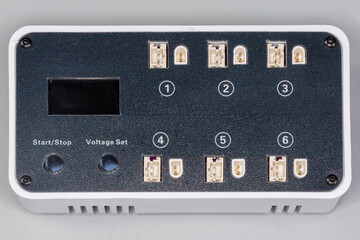 Multichannel battery charger for rechargeable LiPo batteries, top view