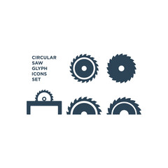 Saw circle icons set, industrial saw vector flat illustration isolated sign symbol.